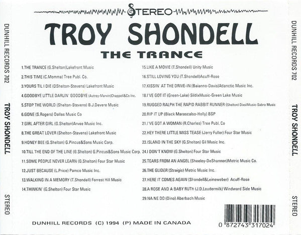 Troy Shondell : The Trance (CD, Comp)