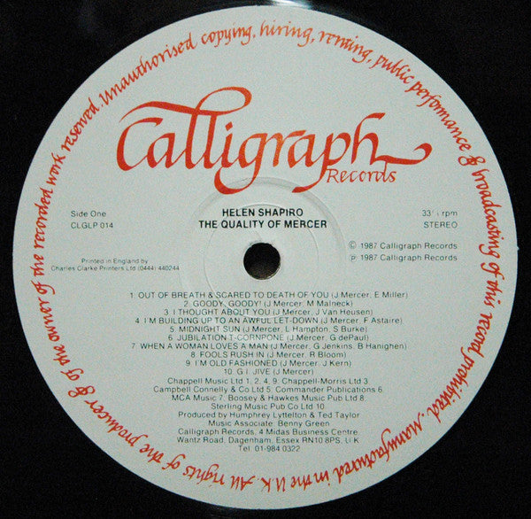 Helen Shapiro : 'The Quality Of Mercer' (LP, Album)