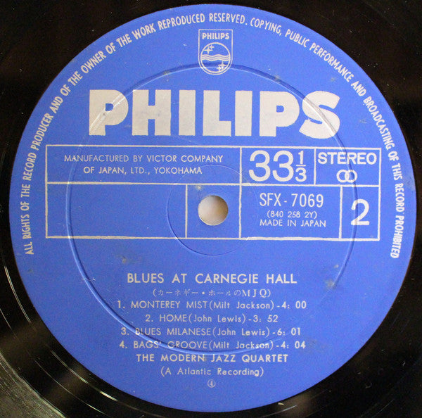 The Modern Jazz Quartet : Blues At Carnegie Hall (LP, Album, Gat)