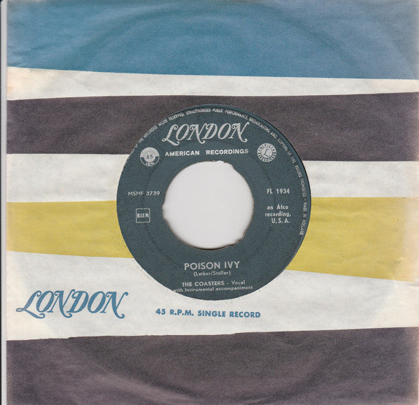 The Coasters : Poison Ivy / I'm A Hog For You (7")