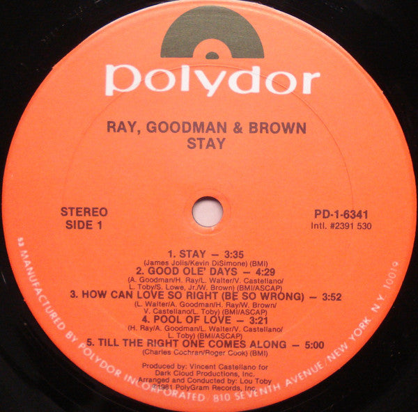 Ray, Goodman & Brown : Stay (LP, Album)