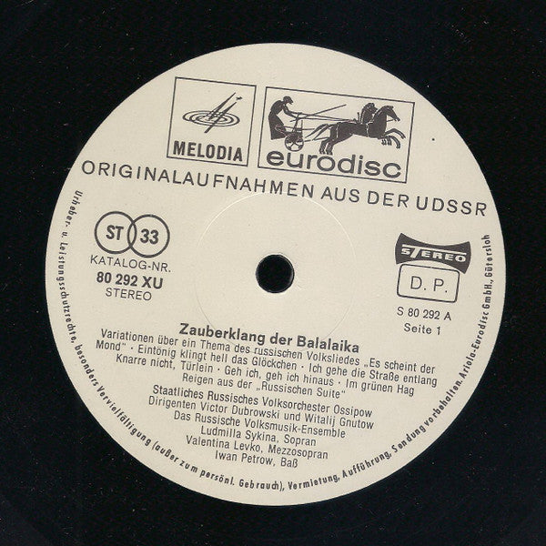 Various : Zauberklang Der Balalaika (Deutschland-Tournee 1970)  (2xLP)