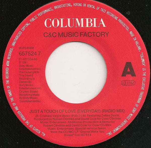 C + C Music Factory : Just A Touch Of Love (Everyday) (7", Single)