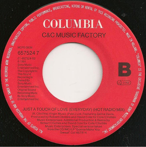 C + C Music Factory : Just A Touch Of Love (Everyday) (7", Single)