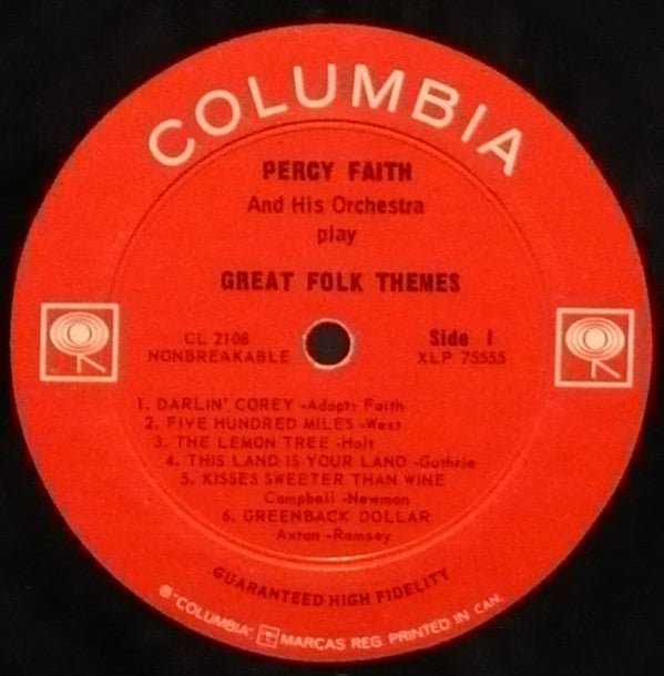 Percy Faith & His Orchestra : Percy Faith And His Orchestra Play Great Folk Themes (LP, Album, Mono)