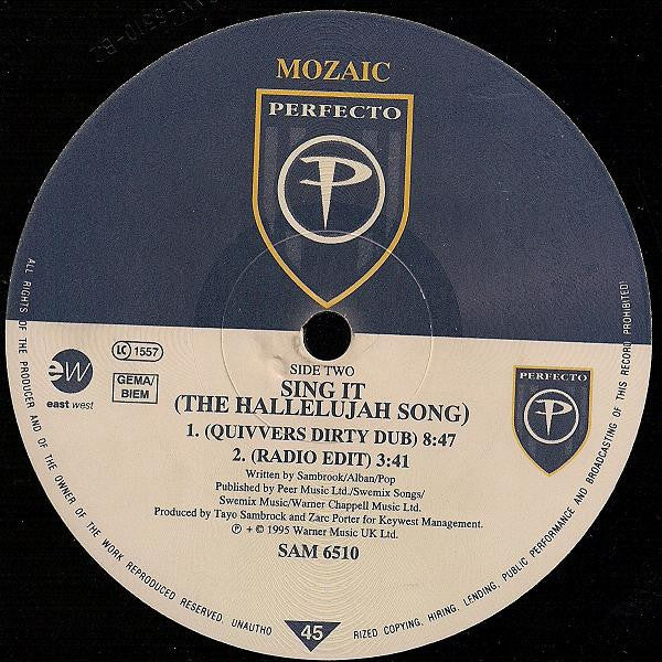 Mozaic : Sing It (The Hallelujah Song) (12", Promo)