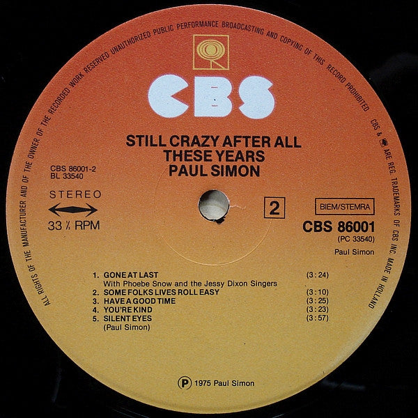 Paul Simon : Still Crazy After All These Years (LP, Album)