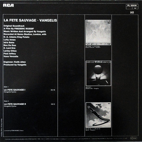 Vangelis : La Fête Sauvage (LP, Album, RE)