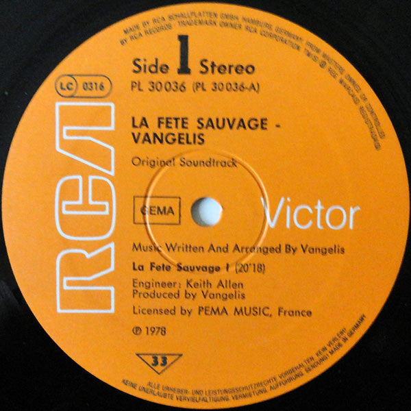 Vangelis : La Fête Sauvage (LP, Album, RE)