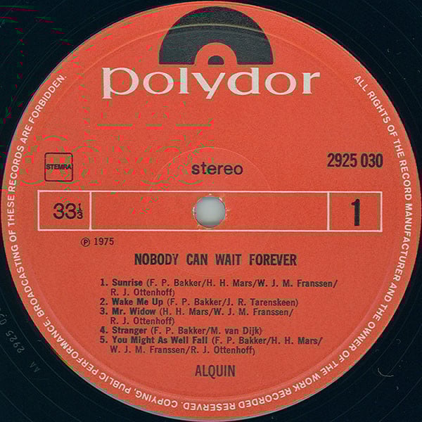 Alquin : Nobody Can Wait Forever (LP, Album, Gat)