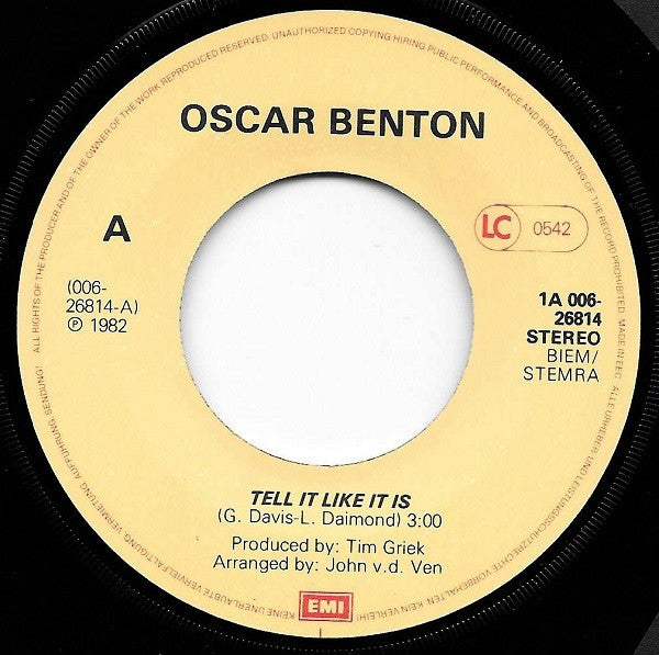 Oscar Benton : Tell It Like It Is (7", Single)