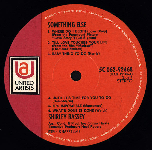 Shirley Bassey : Something Else (LP, Album, Pur)