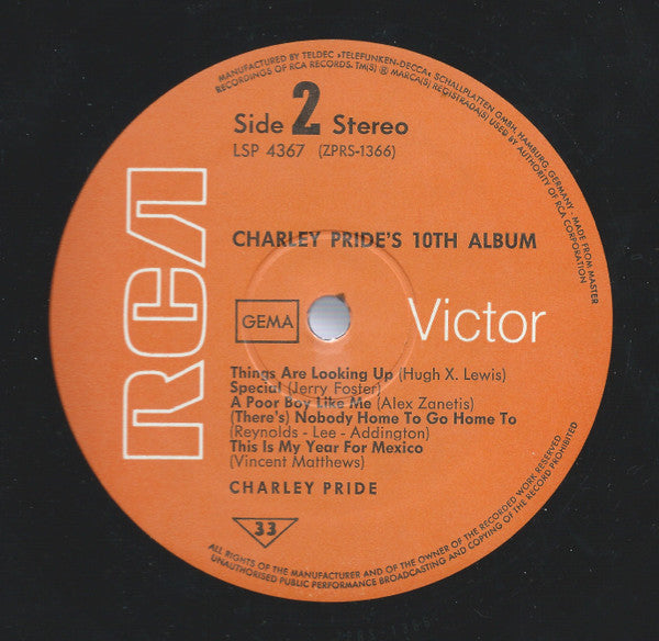 Charley Pride : Charley Pride's 10th Album (LP, Album)
