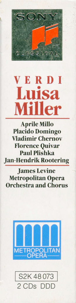 Verdi* - Aprile Millo · Placido Domingo · Vladimir Chernov · Florence Quivar · Paul Plishka · Jan-Hendrik Rootering · Metropolitan Opera Orchestra* And Metropolitan Opera Chorus, James Levine (2) : Luisa Miller (2xCD, Album)