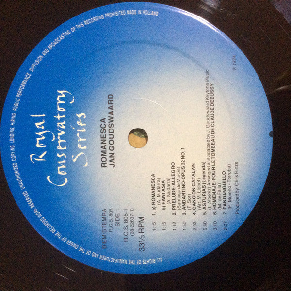 Jan Goudswaard : Romanesca (For Solo Guitar) (LP, Album, RE)