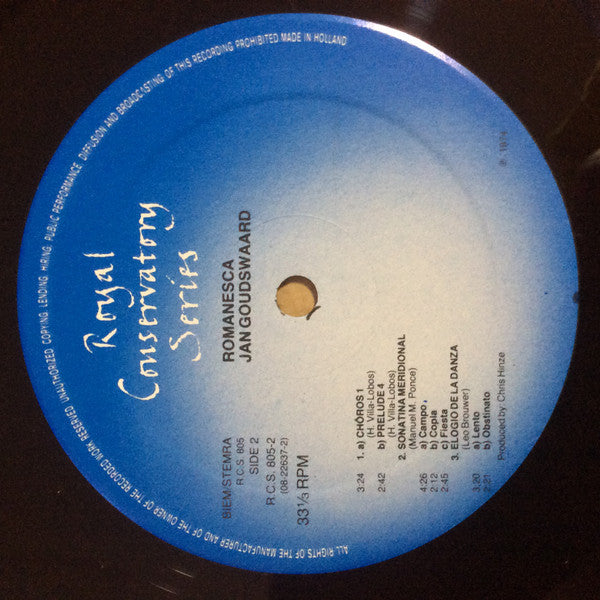 Jan Goudswaard : Romanesca (For Solo Guitar) (LP, Album, RE)