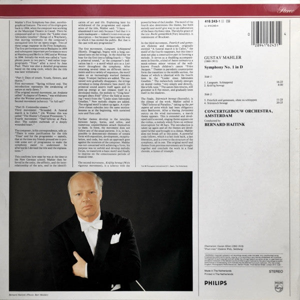 Gustav Mahler, Concertgebouworkest, Bernard Haitink : Symphony No. 1 (LP, RE)