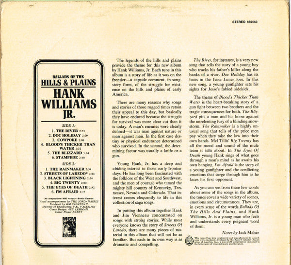 Hank Williams Jr. : Ballads Of The Hills And Plains (LP, Album)