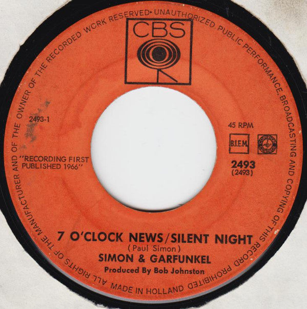 Simon & Garfunkel : Seven O'Clock News / Silent Night (7")