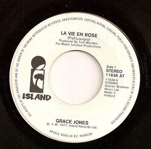 Grace Jones : La Vie En Rose (7", Single, Pic)