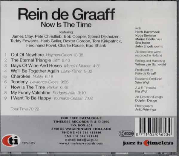 Rein De Graaff : Now Is The Time (CD, Album)