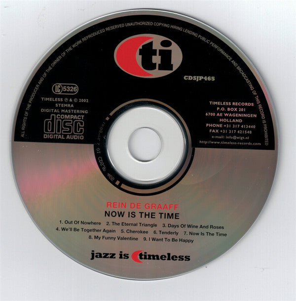 Rein De Graaff : Now Is The Time (CD, Album)
