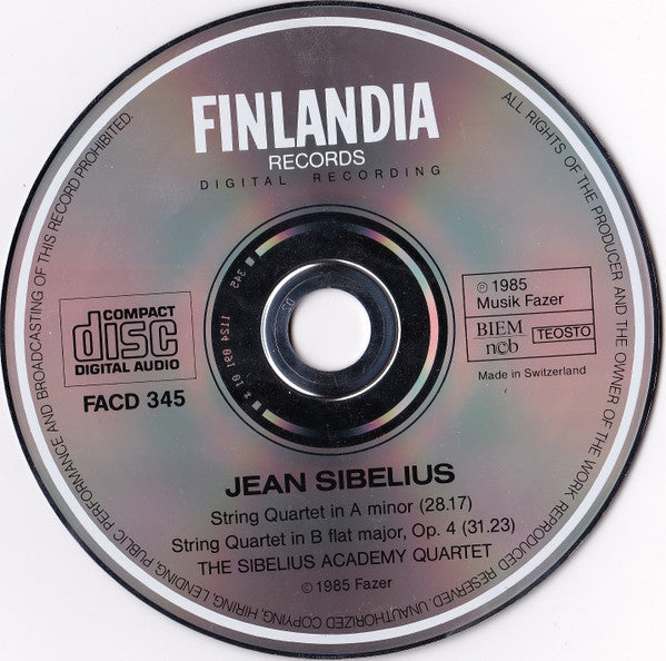 Jean Sibelius, The Sibelius Academy Quartet : String Quartets, A Minor B Flat Major (CD)