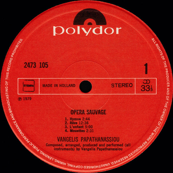 Evangelos Papathanassiou : Opera Sauvage (LP, Album, Gat)
