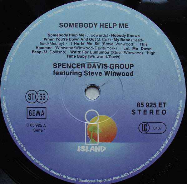 Spencer Davis Group* Featuring Steve Winwood : Somebody Help Me (LP, Comp, RE)
