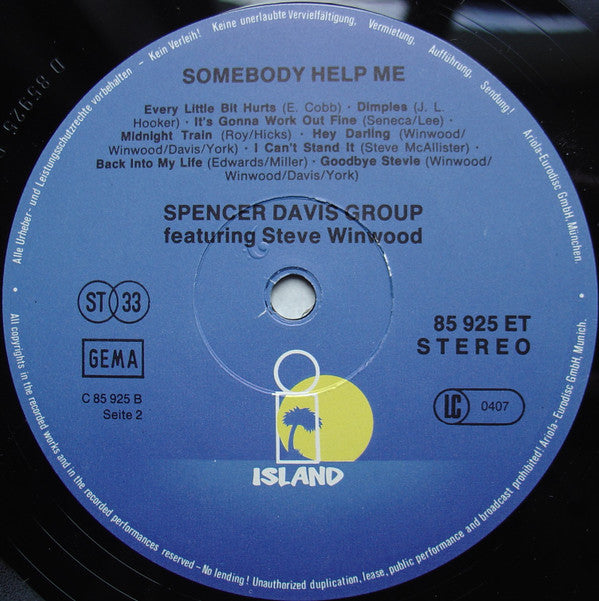 Spencer Davis Group* Featuring Steve Winwood : Somebody Help Me (LP, Comp, RE)