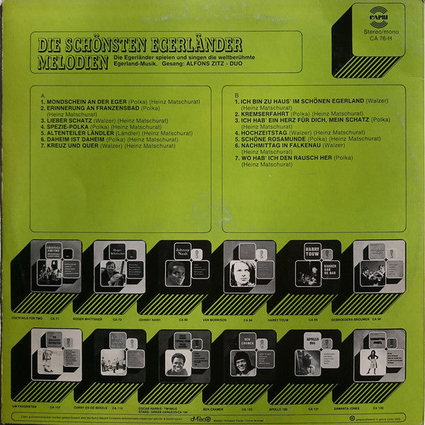 Die Egerländer, Alfons Zitz : Die Schönsten Egerländer Melodien (LP)