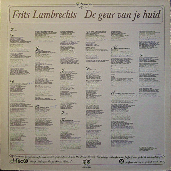 Frits Lambrechts : De Geur Van Je Huid (LP, Album)