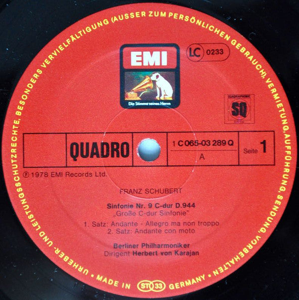 Franz Schubert - Berliner Philharmoniker - Herbert von Karajan : Symphony No. 9 C-Dur (LP, Album, Quad)