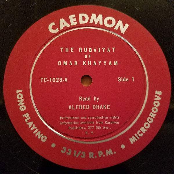 Alfred Drake Reads Omar Khayyam And Matthew Arnold : The Rubaiyat And Sohrab And Rustum (LP)