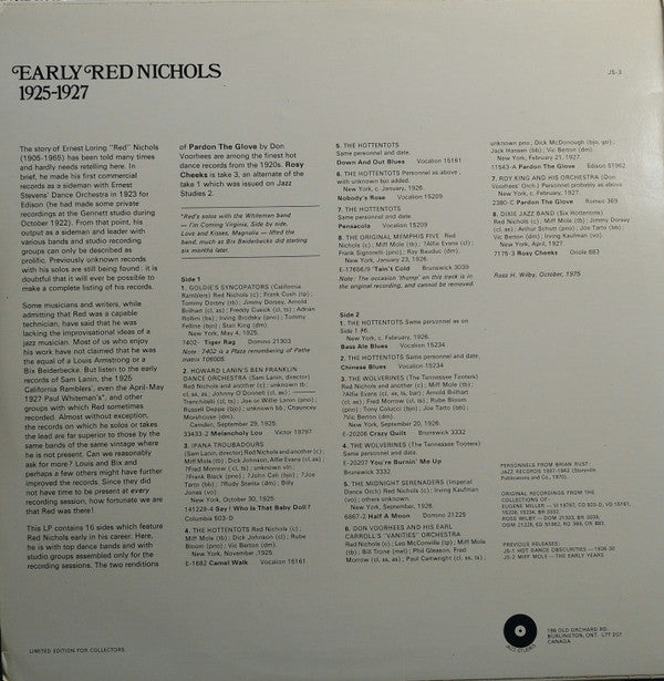 Red Nichols : Early Red Nichols 1925-1927 (LP, Comp)