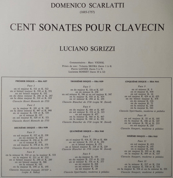 Domenico Scarlatti, Luciano Sgrizzi : Cent Sonates Pour Clavecin (6xLP, Box)