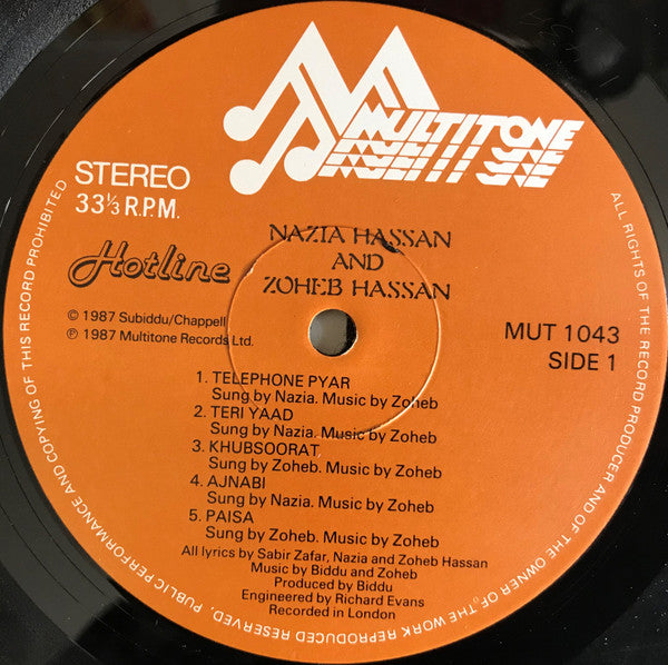 Nazia Hassan And Zoheb Hassan : Hotline (LP, Album)