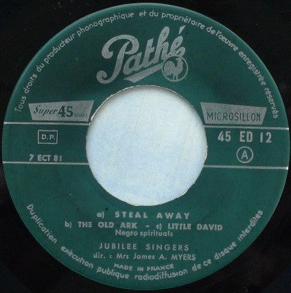 The Jubilee Singers (2) : Negro-Spirituals (7", EP)