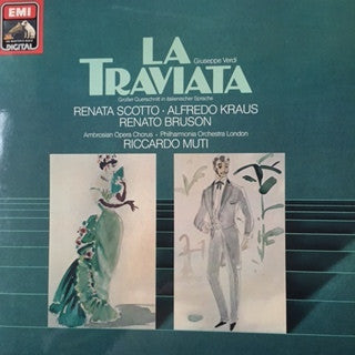 Giuseppe Verdi, Riccardo Muti, Philharmonia Orchestra, Renata Scotto, Alfredo Kraus, Renato Bruson, The Ambrosian Opera Chorus : La Traviata Grosser Querschnitt in Italienischer Sprache (LP, Album)