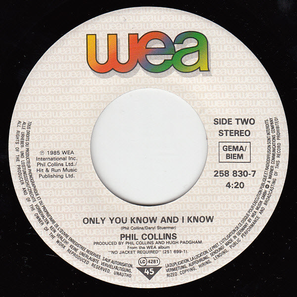 Phil Collins : Take Me Home (7", Single)