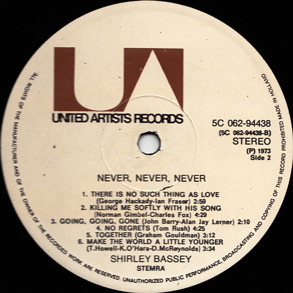 Shirley Bassey : Never, Never, Never (LP, Album)
