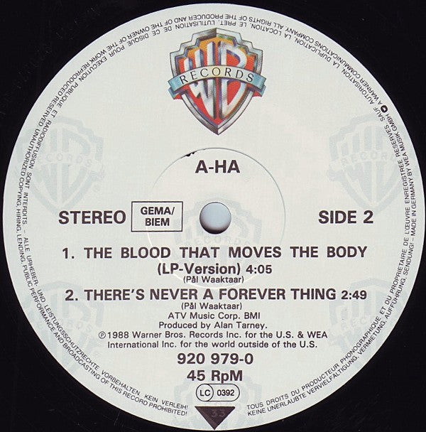 a-ha : The Blood That Moves The Body (12", Maxi)