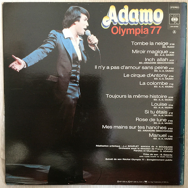 Adamo : Olympia 77 (LP, Album, Gat)