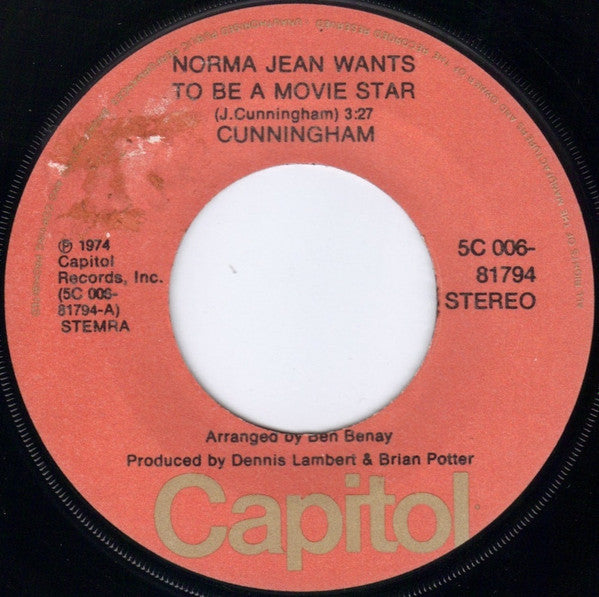 J.C. Cunningham : Norma Jean Wants To Be A Movie Star (7", Single, M/Print)