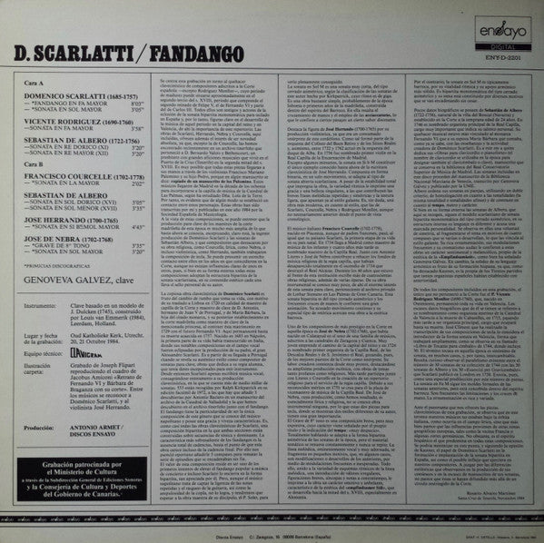 Domenico Scarlatti, Genoveva Gálvez : Fandango (LP)