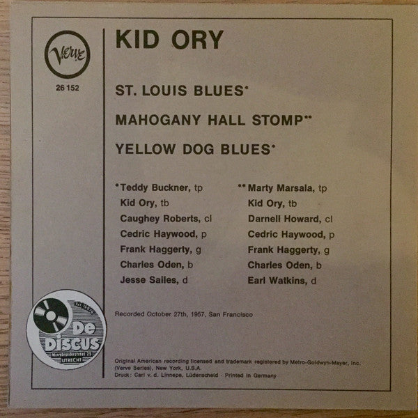 Kid Ory : Kid Ory (7")