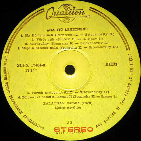 Sarolta Zalatnay : ...Ha Fiú Lehetnék (LP, Album)