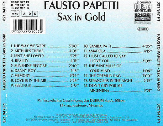 Fausto Papetti : Sax In Gold (CD, Comp)
