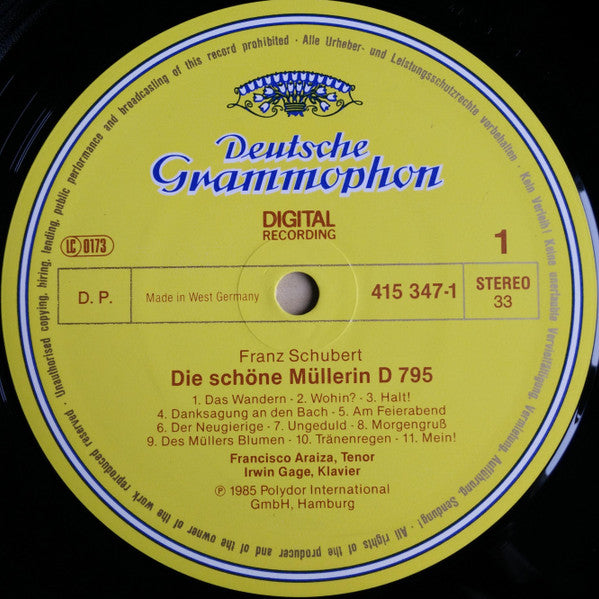 Franz Schubert, Francisco Araiza, Irwin Gage : Die Schöne Müllerin, D. 795 (LP)