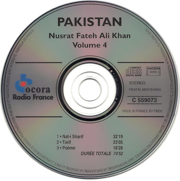 Nusrat Fateh Ali Khan : Pakistan: Nusrat Fateh Ali Khan En Concert À Paris Vol. 4 (CD, Album, RE)